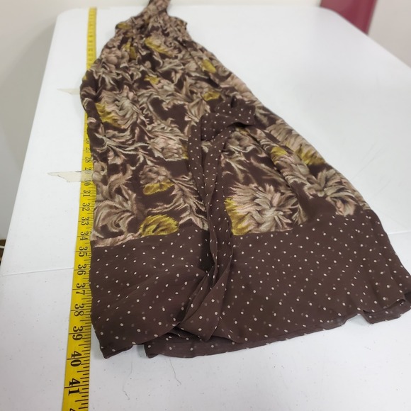 Bcbgmaxazria Womens Silk Forest Fairy Babydoll Midi Dress Size XS Brown Sheer - Picture 9 of 12